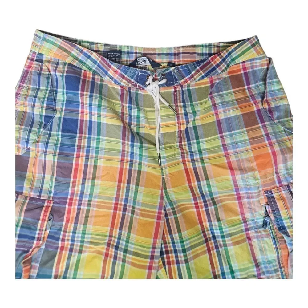 POLO BY RALPH LAUREN Vintage Plaid Swim Trunks - Size 34‎
